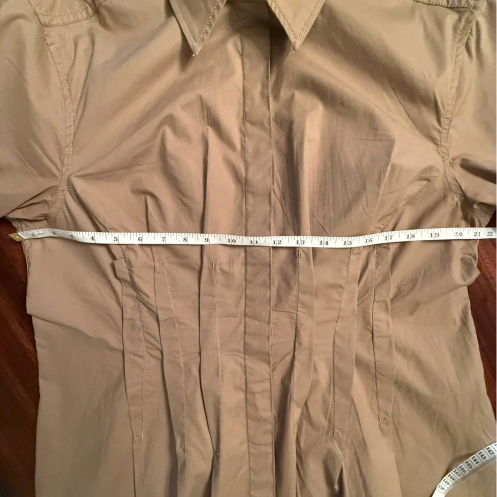Pilcro Pintuck Mini Shirt Dress Pleated Tan Women's 1X Anthropologie Plus NWOT - Picture 10 of 16